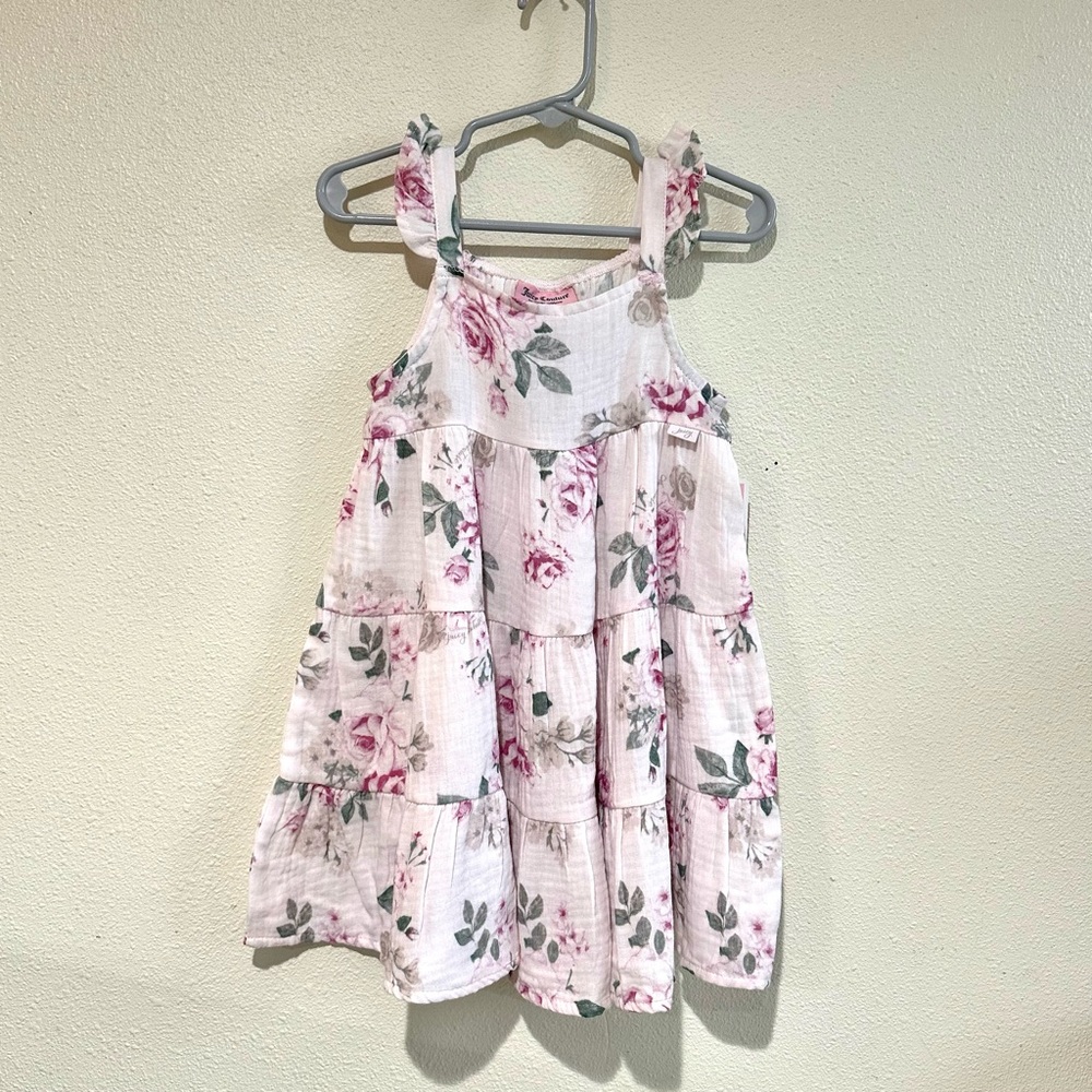 NEW 3t Cotton Gauze Juicy Couture Kids Pink and White Dress